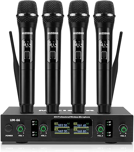 Amazon.com: SIKUING 4 Channel UHF Wireless Microphone System with